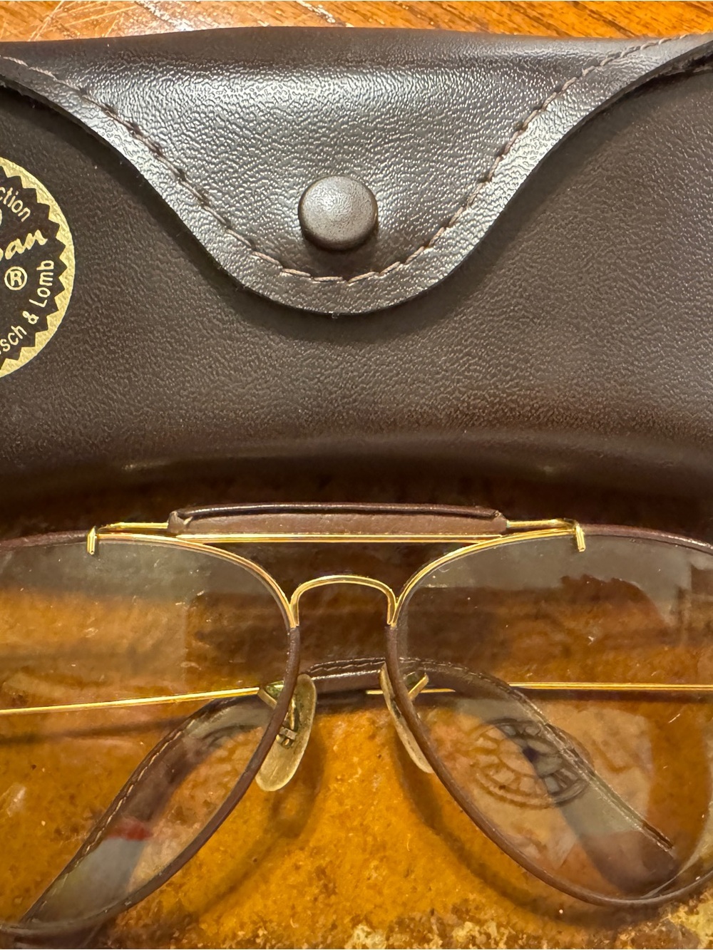 Ray Ban Leathers Aviators Sunglasses Bausch & Lomb Etched, Vintage 70s/80s
